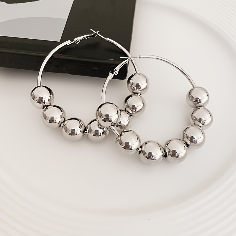 Minimalist Exaggerated CCB Pearl Large Hoop Earrings